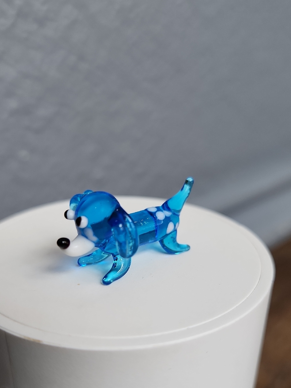 Mini Ganz Blue Weenie Dog Dachshund Blown Glass